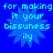 Blue background with four identical pixelated starburst shapes containing text, each reading 'for making it your bissuness ily' in cyan letters.