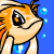 Animated contact sheet of a cartoon koi fish blinking and moving in water with bubbles on blue background