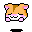 Pixel art of a small orange hamster with pink ears and cheeks, white muzzle, brown stripe on head, in four static poses showing different facial expressions.
