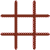 brown lines forms a tic-tac-toe board with red X and O symbols, and multiple red heart shapes on a gray background