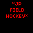 Red pixelated text on black background arranged in four identical quadrants with asterisks flanking 'JP' and 'HOCKEY' text.