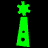 Animated green icon with star-shaped top and A-like body, displayed in a 3x3 contact sheet of sampled frames showing sequential vertical movement.