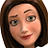 A 48x48 pixel buddy icon featuring a cartoon-style female character with brown hair and green eyes on the left, transitioning to a golden