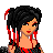 A 3x3 contact sheet of a pixel art animated icon featuring a gothic-styled character with red accents and blood-dripping roses, displaying sequential frames from the animation.