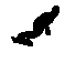 Black silhouette of a snowboarder in various dynamic poses against white background, transitioning from crouched to upright positions.
