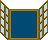Pixelated animation of a yellow cross with cyan trail moving across blue framed by brown and light-blue lattice structures