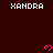 Dark red background with repeated white text 'XANDRA' and pink pixelated hearts scattered across the image.
