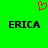 Green background with red pixelated heart symbol above two black pixelated 'ERICA' texts.