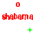 Red 'shabam' text repeats across three with red circles above and below, green plus signs and X symbols appear in the middle 's gaps between circles