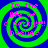 Four identical display a green and blue spiral background with pink text reading "Im the life of a party!!!!! heehee" in pixelated font