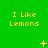Green background with yellow text "I Like Lemons" repeated across nine positions, each with distinct small pixelated symbols below the text.