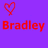 Four square display 'Bradley' text with heart symbols on purple, blue, green, and gray backgrounds