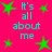 Bright pink background with green star shapes and repeated cyan text reading "It's all about me" in a pixelated font.