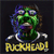 Pixelated green-skinned character with wide eyes and open mouth, wearing silver rings, against dark background with yellow text below.