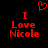 Red pixelated text 'I Love Nicole' on black background with red heart symbol above text, two identical frames side-by-side.