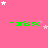 Pink background with green text 'Marissa' repeated in a , white and pink star shapes scattered throughout, gray rectangle in bottom-right corner