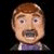 Pixelated static image of a cartoon character with brown hair, wide eyes, and an open mouth showing teeth against a black background.