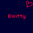 Red pixelated heart symbol above two instances of the text 'Bwitty' on a dark blue background.