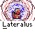 Animated contact sheet of a pixel art icon featuring a red and yellow character with blue accents, surrounded by concentric rings in pink and white, transitioning through multiple poses across seven frames.