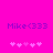 Pixelated text 'Mike<333' on bright pink background with five pink heart icons below, left side shows darker hearts, right side shows lighter hearts.