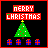 twelve identical pixel-art Christmas icons with red 'MERRY CHRISTMAS' text above a green tree and colored gift boxes below on a black background