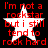 Red text on black background with white star, repeating 'I'm not a rockstar but i still tend to rock hard' in four identical
