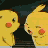 Animated contact sheet of a yellow cartoon character with red cheeks performing sequential actions across five frames on a dark background.