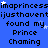 Blue background with repeated white stars and black text reading 'imaprincess ijusthaventijusthavent found my Prince Chaming' in a pattern