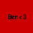 Four display 'Benc 3' text on red, pink, purple, and magenta backgrounds with pixelated font