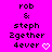 Pixelated text on bright pink background reads 'rob & steph Zgether 4ever' with a white heart symbol, two identical versions side-by-side.