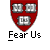 Two identical red shield-shaped icons with white book symbols and "Fear Us" text below, displayed on a gray background alongside promotional text for badassbuddy.com.
