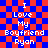 Pixelated text on a red and blue checkered background with visible animation distortion effects.