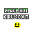 Pixelated icon with 'PEACE OUT' and 'GIRL SCOUT' text above a yellow smiley face, displaying color variations