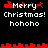 Pixelated holiday-themed icon with red and white text on black background, displaying 'Merry Christmas! hohoho' with red decorative elements.