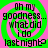 Four identical display pixelated text over a green and pink spiral background with no visible animation changes