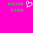 Pixelated green text 'nicole rose' on bright pink background with white heart symbol between two identical text pairs.