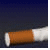 Animated sequence showing a cigarette with white filter and brown tobacco against dark background, followed by purple text on black screen reading 'GET UR BUTT OUT OF MY FACE' in pixelated font.