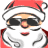 Pixelated icon of a face wearing dark sunglasses, red lips, and a red Santa hat with white trim.