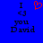 Blue background with black text reading "I <3 you David" and a red pixelated heart symbol above the word "you", displayed in two identical side-by-side