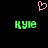 Pixelated green text 'Kyle' appears twice on black background with pink heart symbol above center.