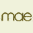 Animated contact sheet of 12 frames showing a group of people with repeated "mae" text overlay in brown font, displayed on gray transparency background.