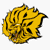 A pixelated yellow creature with black accents, featuring multiple eyes and a rounded body shape on a white background.
