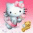 A 48x48 pixel Hello Kitty icon with a pink gradient background, holding a yellow object and displaying slight animation in the sampled frames.