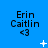 Blue background with repeated text "Erin Caitlin <3" and animated white star-like shapes appearing in different positions across frames.