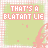 identical square with light green backgrounds, pink text reading "THAT'S A BLATANT LIE," and a small pink rocket graphic in the lower-left corner of each