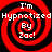 Four identical red and black spiral patterns with white text reading "I'm Hypnotized By Zac!" arranged in a on a solid black background