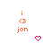 Pixelated orange text and symbols on white background with two pink heart icons below.