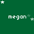 Green background with white text 'megan' repeated in a , surrounded by small white and light green stars scattered across the image