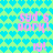 Pixelated green background with repeating cyan heart pattern, overlaid with pink text reading "syd's dork!" and "19!" in four identical quadrants.