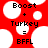 Red background with white circular shapes and black text reading Boost, +, Turkey, =, BFFL in pixelated font.